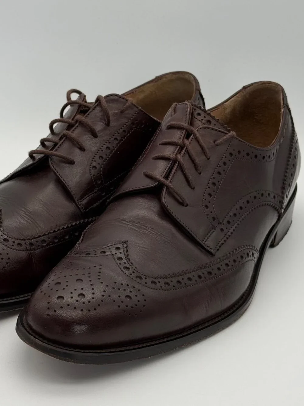 EASY By OTISOPSE Brown Leather Brogue Oxford Dress Shoes Size 45